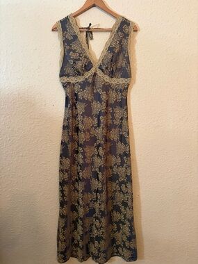 Sincerly Jules Navy Maxi with Gold Floral Lace